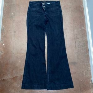 Theory Flared Trouser-Leg Dark Wash Jeans